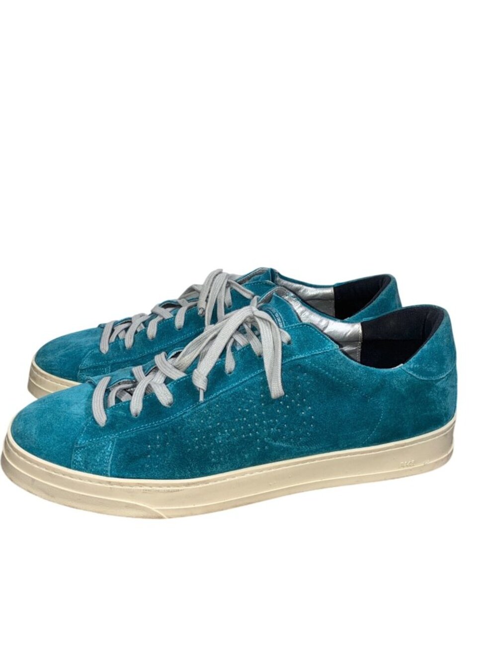 P448 Jack Caraibi Mens Low Top Suede Sneakers EU 48 US 14 Turquoise Blue - Picture 4 of 14